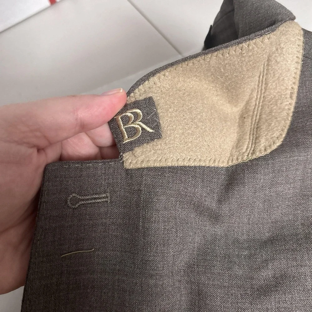 Banana Republic Blazer 44R Tailored Slim Brown Italian Barberis Wool 21 Micron